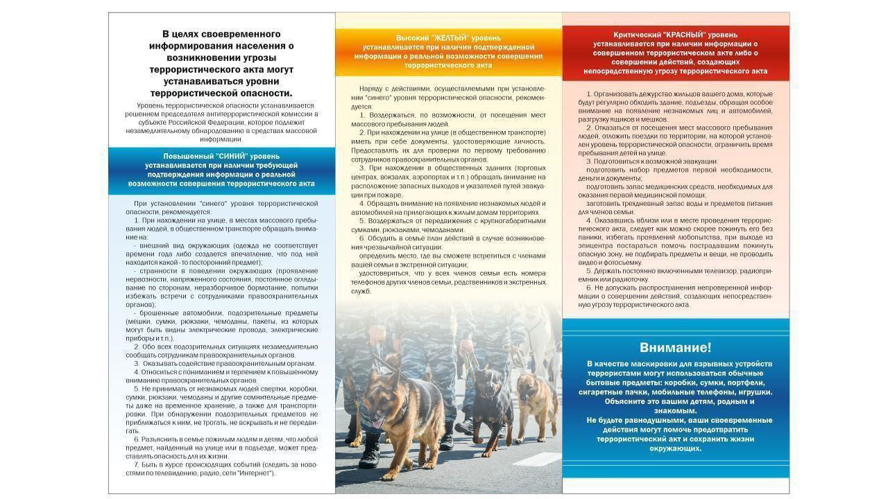 Памятка действия граждан при установленном уровне опасности. Подготовлена аппаратом АТК СК.